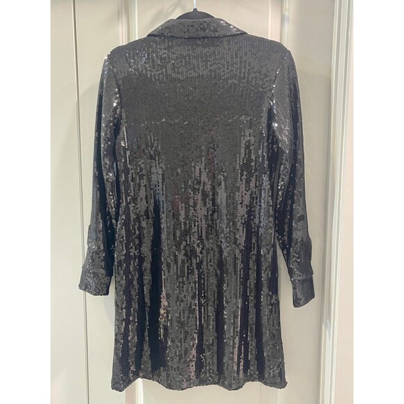 SCOOP NYC Sequined Relaxed Shirt Dress with Long Sleeves, Sz XS (0-2) - Picture 7 of 9